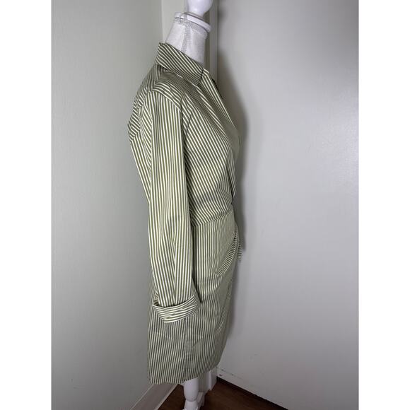 Vince Green and White Striped Wrap Dress Size Small - Picture 2 of 5